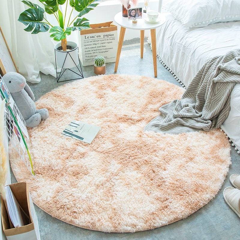 Fluffy Round Plush Rug For Living Room - Zen Home Ideas