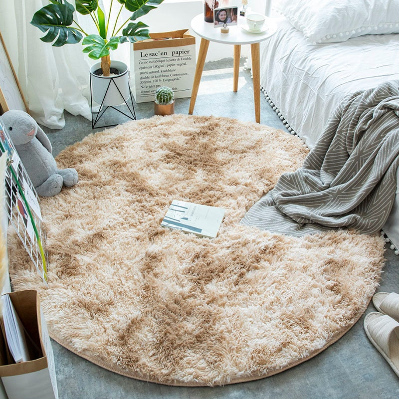 Fluffy Round Plush Rug For Living Room - Zen Home Ideas