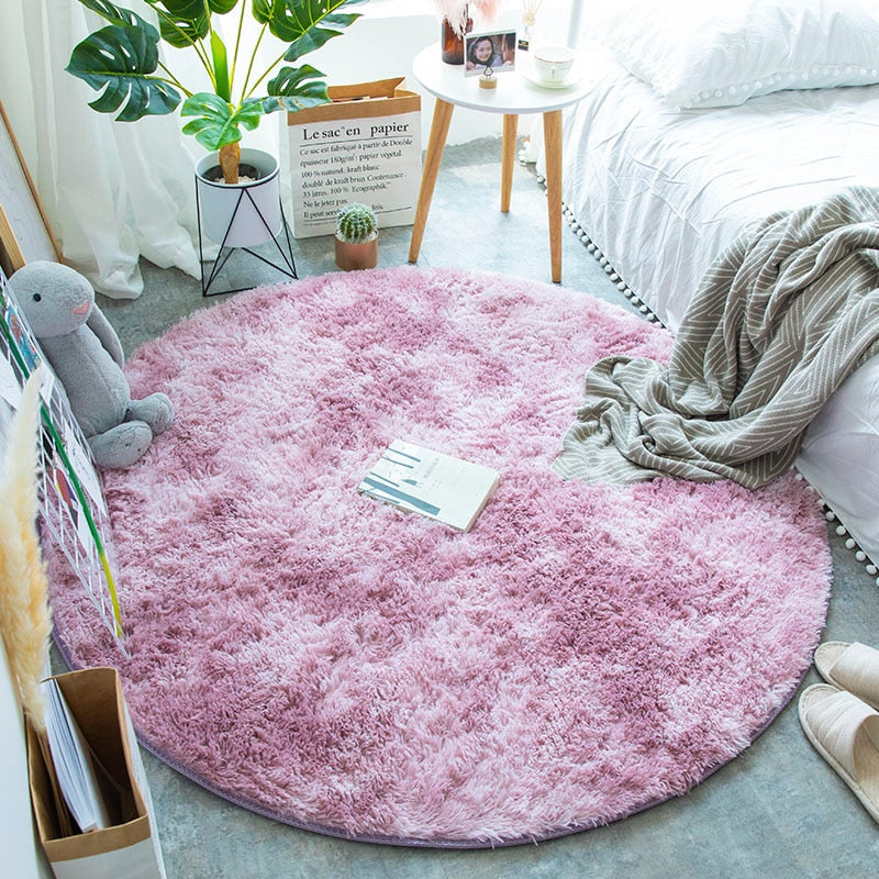 Fluffy Round Plush Rug For Living Room - Zen Home Ideas