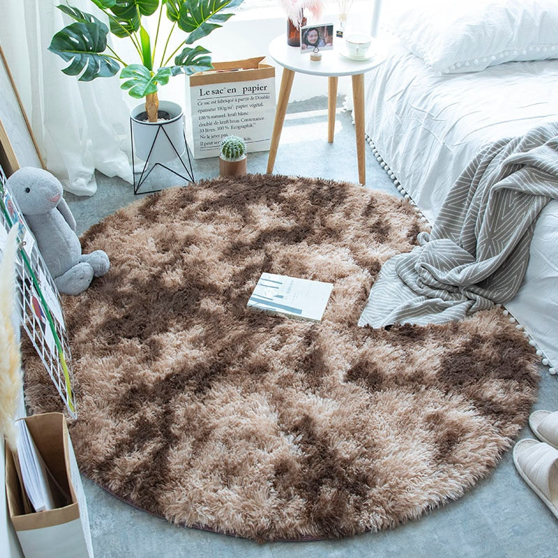 Fluffy Round Plush Rug For Living Room - Zen Home Ideas