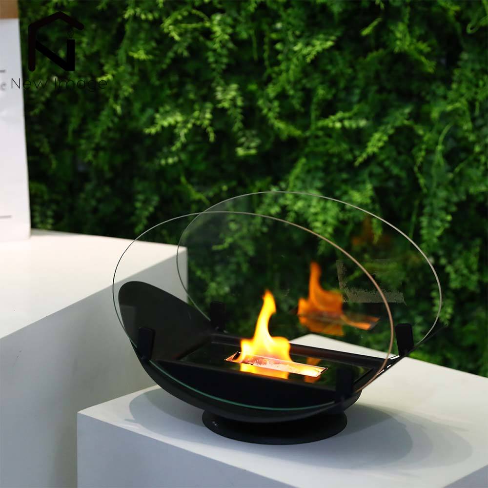 Portable Two-Sided Glass Fireplace Fire Pit - Zen Home Ideas