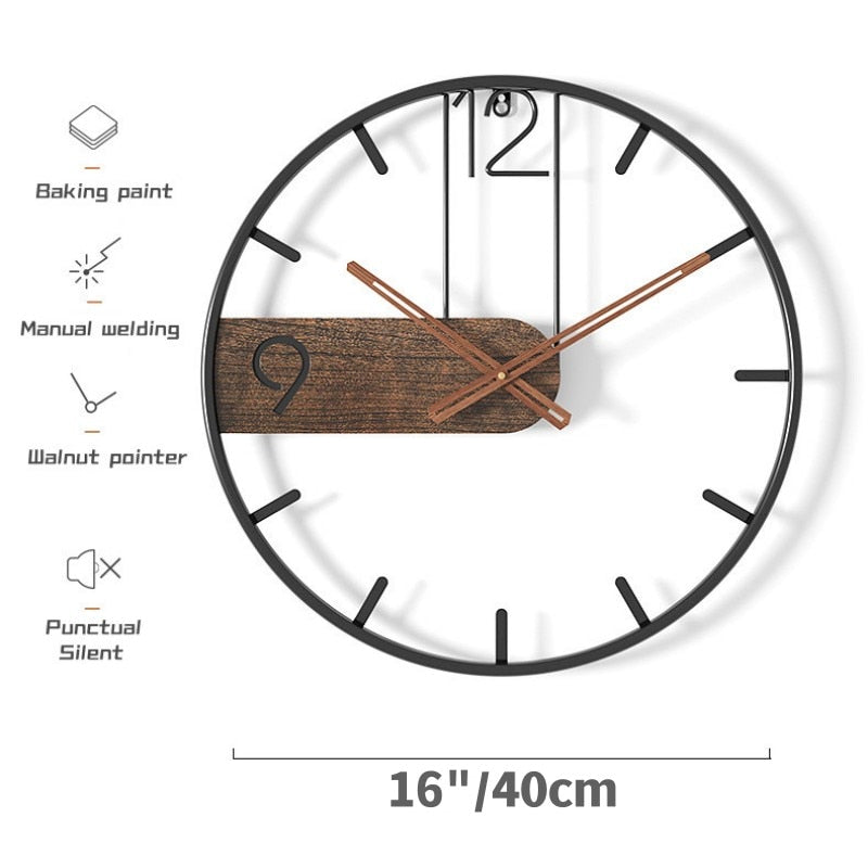 3D Nordic Metal Round Iron Wall Clock - Zen Home Ideas