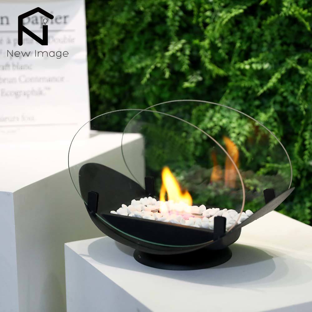 Portable Two-Sided Glass Fireplace Fire Pit - Zen Home Ideas