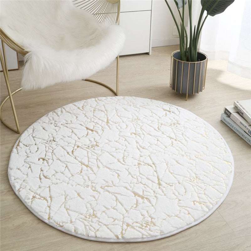 Round Soft Fluffy Rabbit Fur Rug For Living - Zen Home Ideas