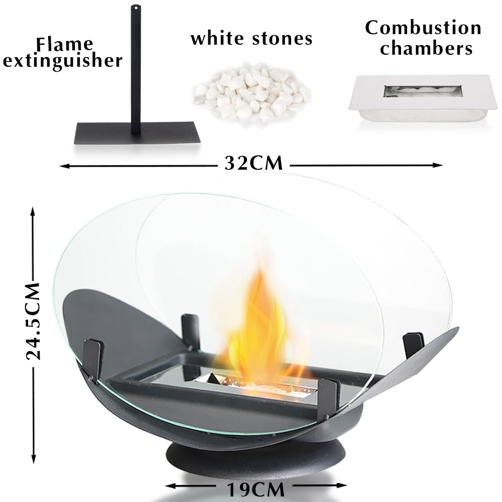 Portable Two-Sided Glass Fireplace Fire Pit - Zen Home Ideas