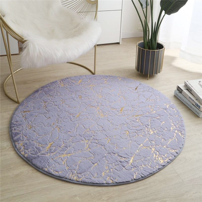 Round Soft Fluffy Rabbit Fur Rug For Living - Zen Home Ideas