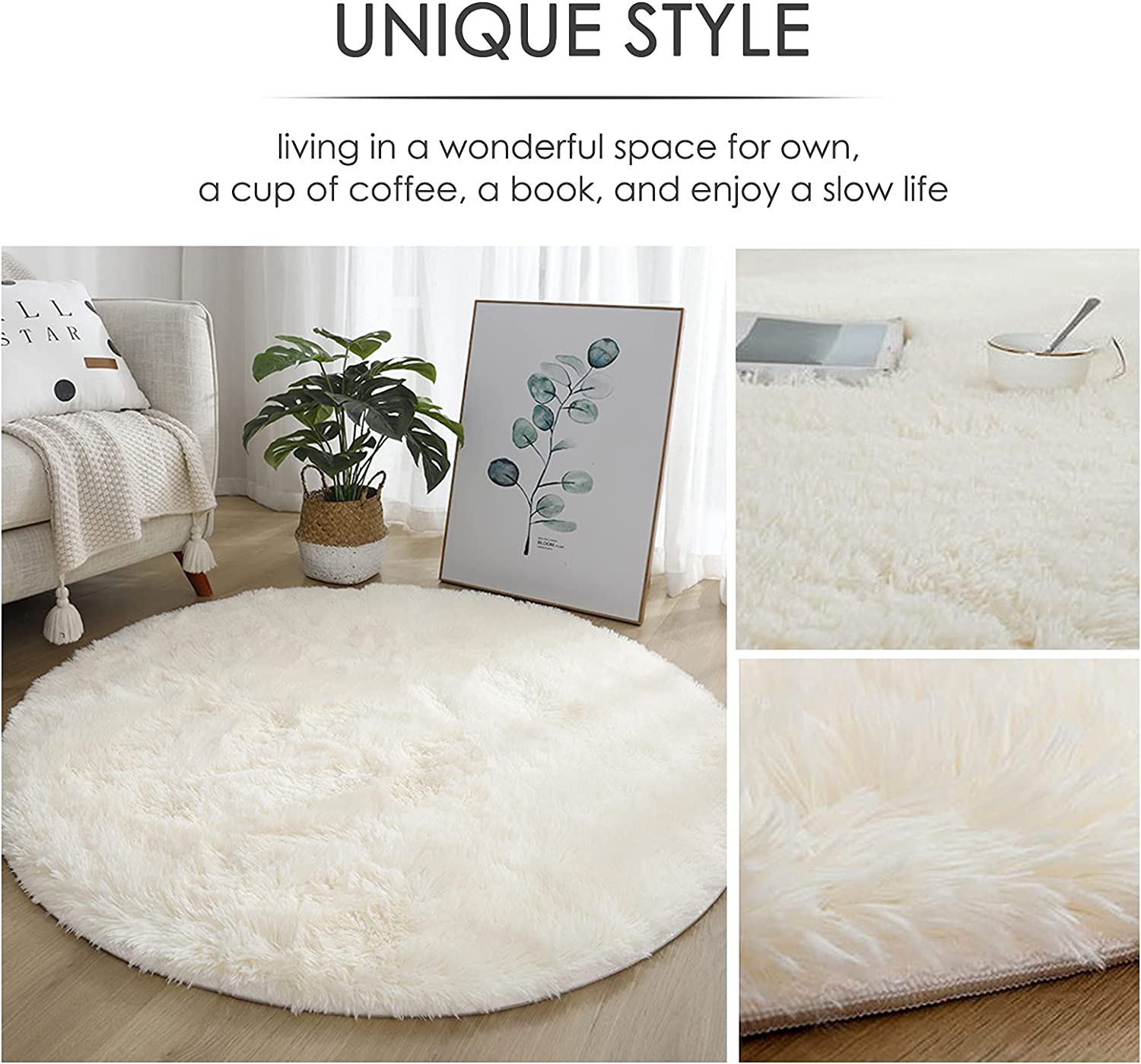 Fluffy Round Plush Rug For Living Room - Zen Home Ideas