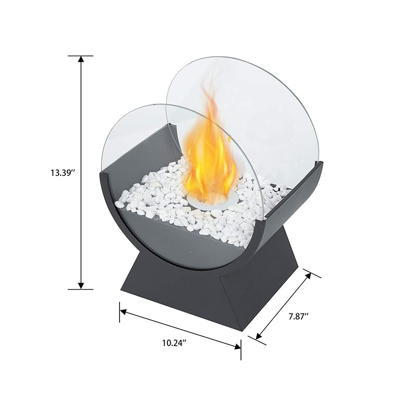 Portable Two-Sided Glass Fireplace Fire Pit - Zen Home Ideas