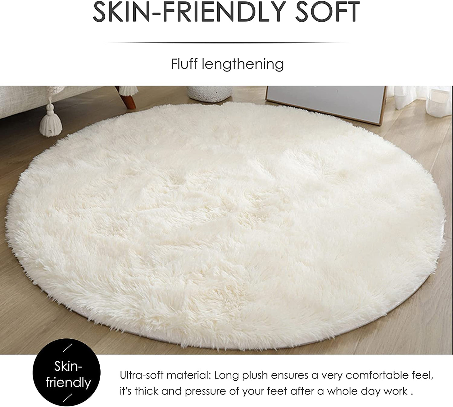 Fluffy Round Plush Rug For Living Room - Zen Home Ideas