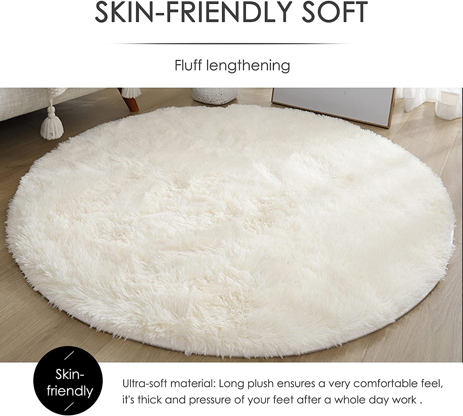 Fluffy Round Plush Rug For Living Room - Zen Home Ideas