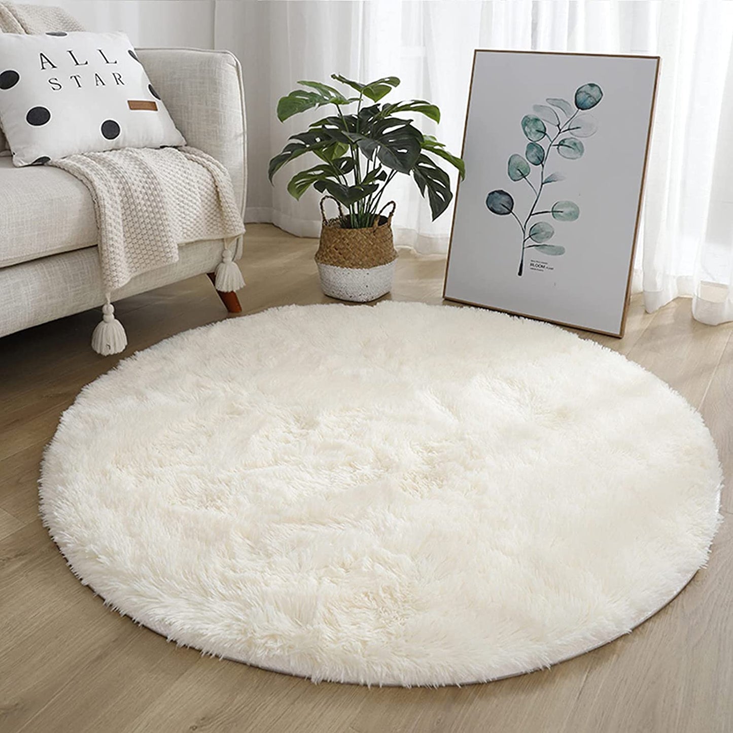 Fluffy Round Plush Rug For Living Room - Zen Home Ideas