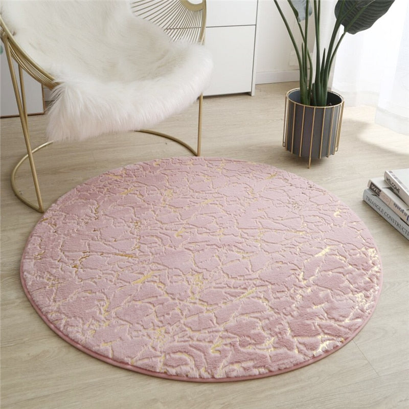 Round Soft Fluffy Rabbit Fur Rug For Living - Zen Home Ideas