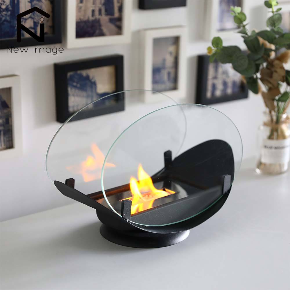 Portable Two-Sided Glass Fireplace Fire Pit - Zen Home Ideas